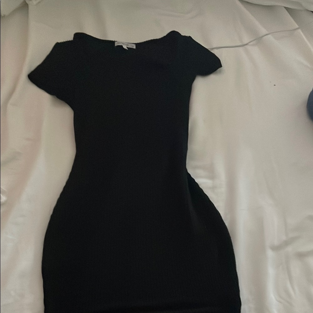 Black Bodycon Mini Dress with Bateau Neckline